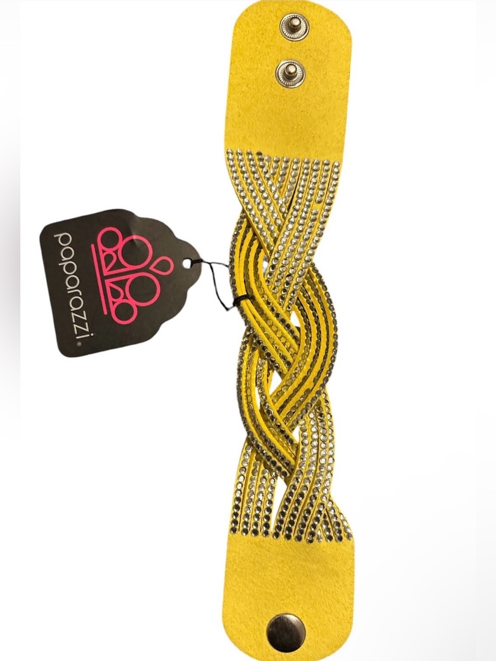Yellow Braided Crystal Accents Women’s Bracelet